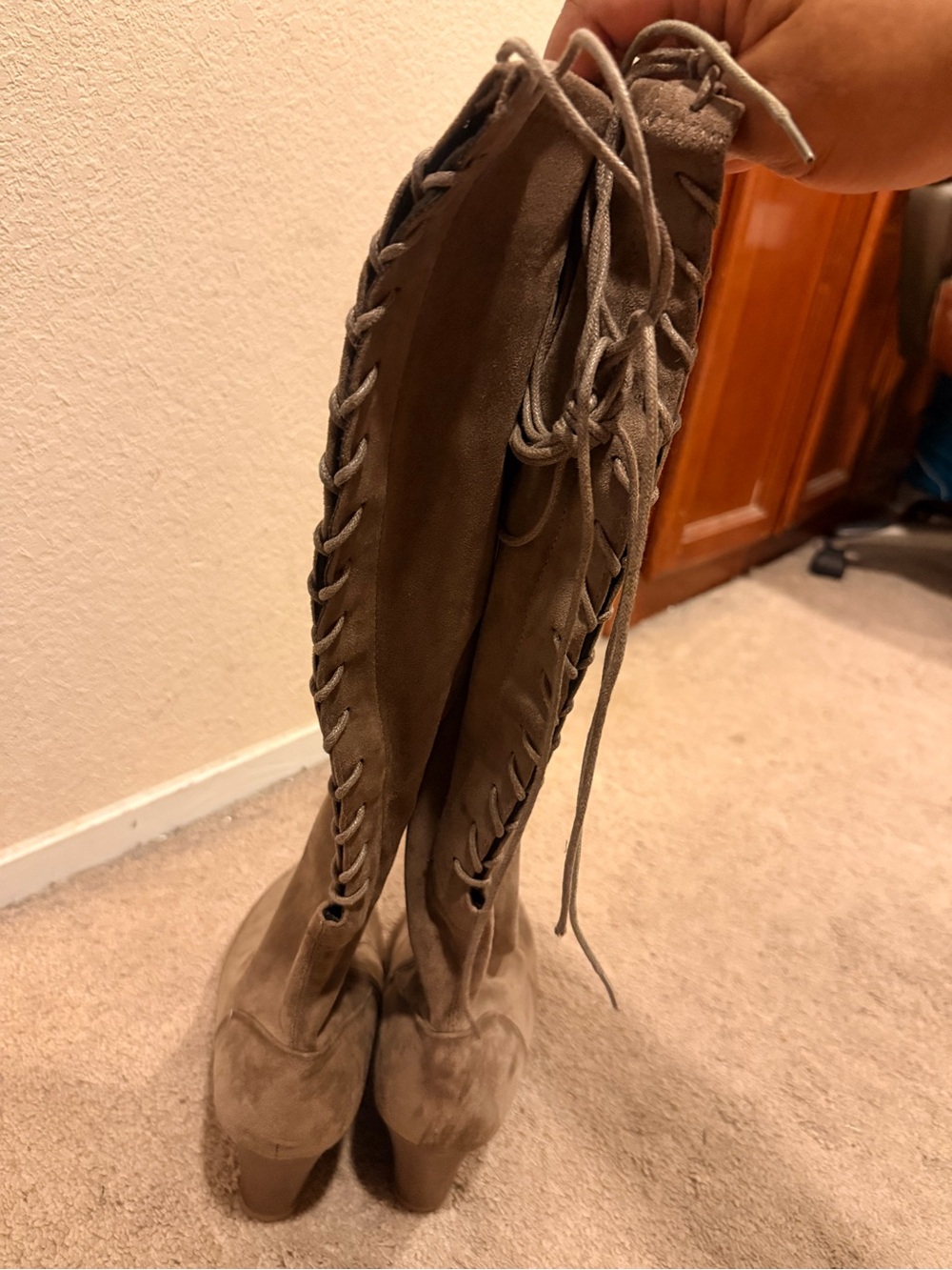 Torrid Taupe Lace-Up Over-the-Knee Suede Boots